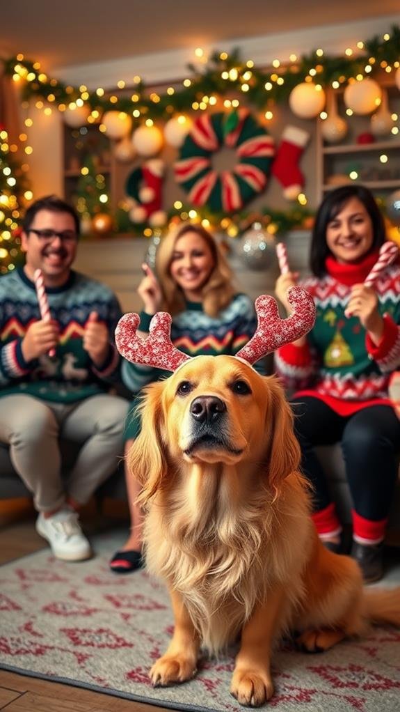 enjoying festive seasonal decorations