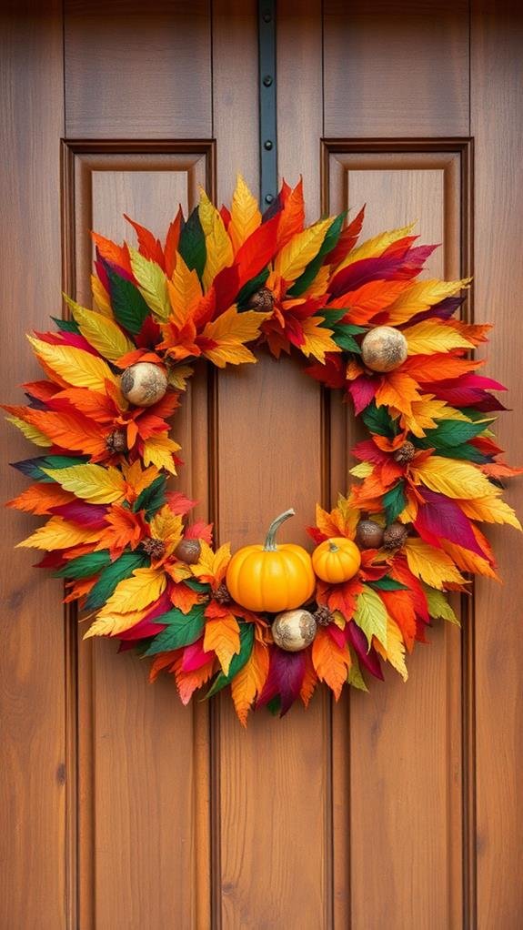 thanksgiving wreath with feathers